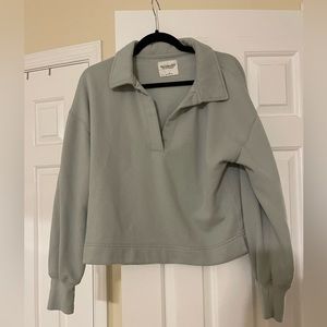 Collared Cropped Sweatshirt Abercrombie & Fitch Dusty Blue Small